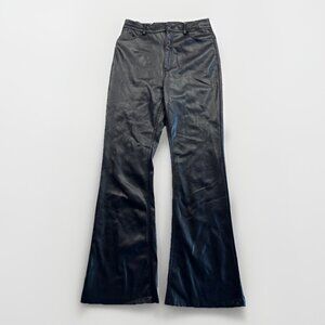 Y2K Dynamite Faux Leather Wide Leg Boot Cut Trouser Pants Black Retro Wom Sz 8